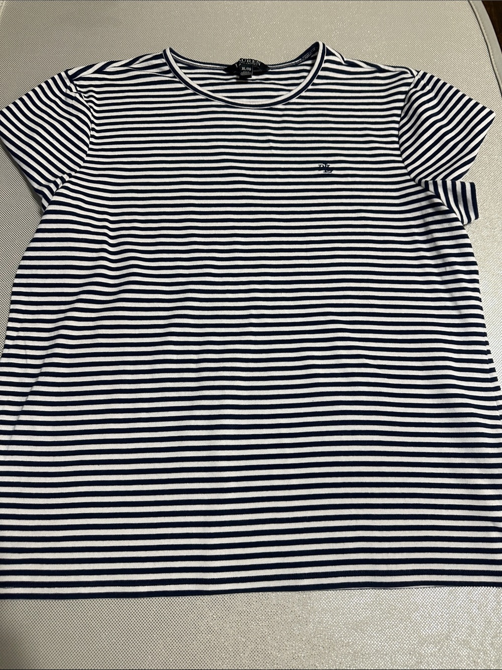 Lauren Ralph Lauren Navy & White Striped Tee